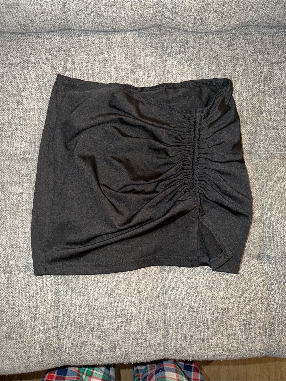 SHEIN Black Ruched Side-Slit Mini Skirt